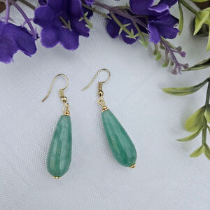 Green Aventurine Teardrop Dangle Earrings